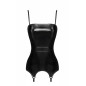 Corset porte-jarretelle vinyle Dominae F381 - Noir Handmade