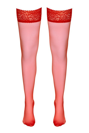 Bas autofixants rouge - Cotelli Legwear