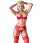 Ensemble lingerie 3 pièces ouvert rouge - Cottelli Lingerie