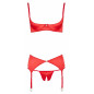 Ensemble lingerie 3 pièces ouvert rouge - Cottelli Lingerie